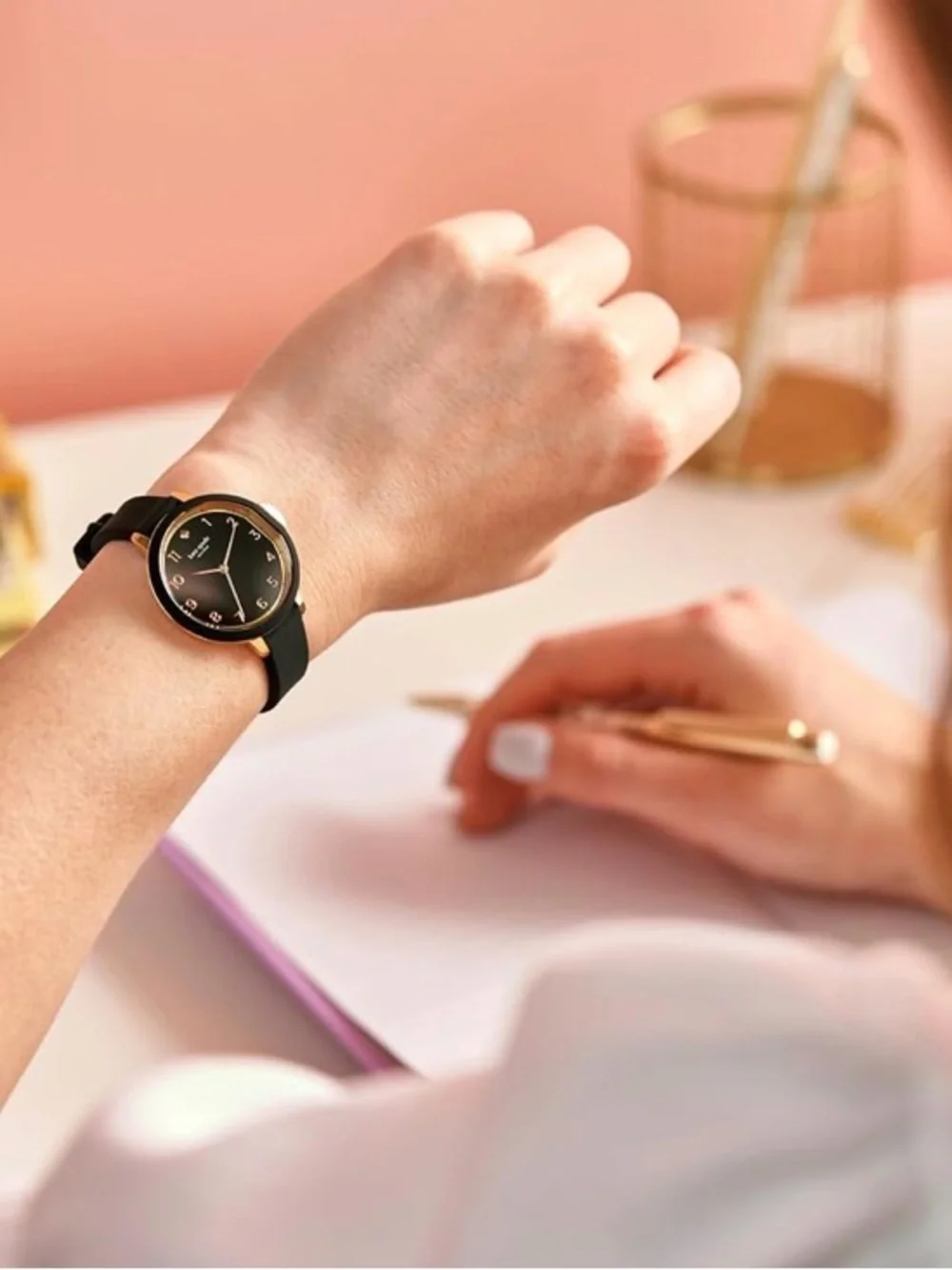 kate spade new york park row three-hand black silicone watch Black